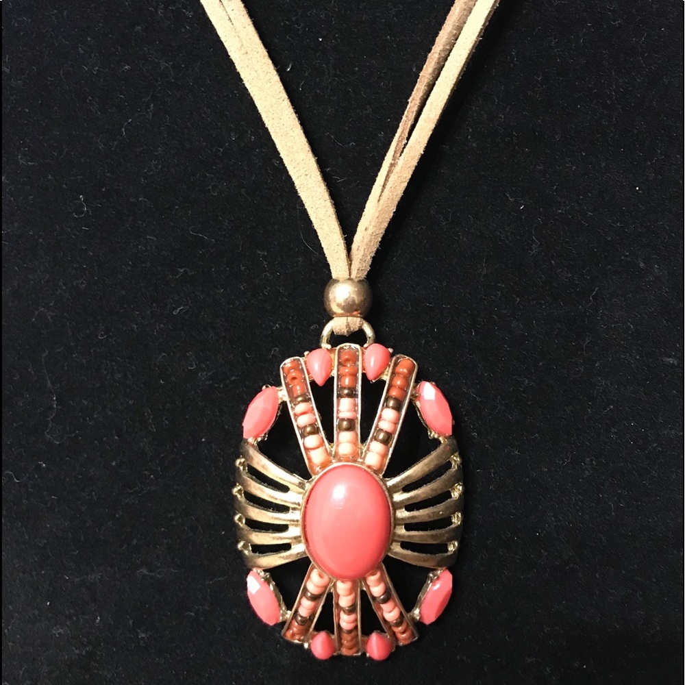 Coral & Suede Necklace